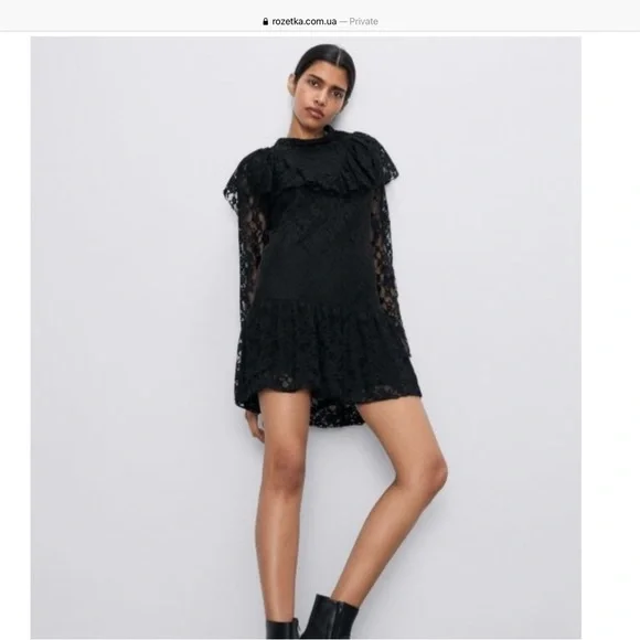 ZARA lace mini dress small black size s - Picture 4 of 13